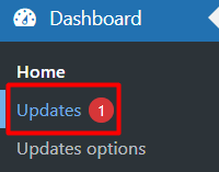 Menu update di dashboard WordPress