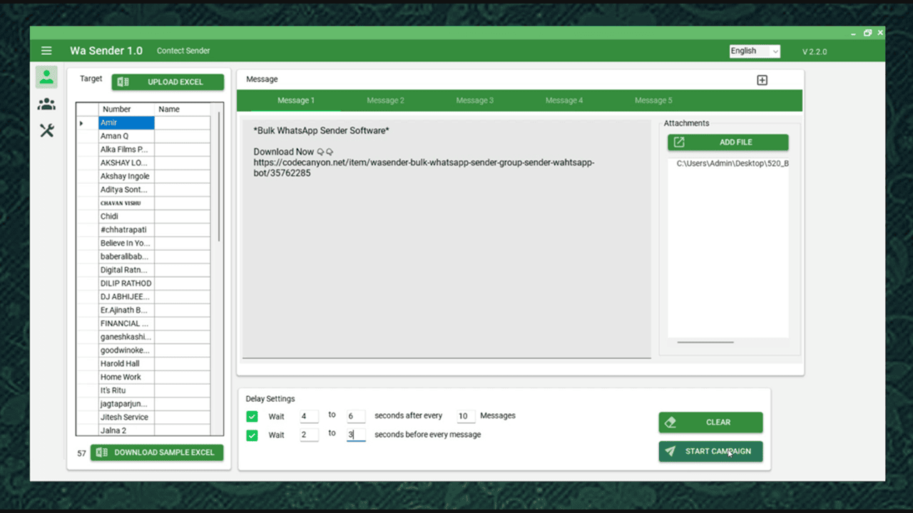 Kirim pesan massal ke kontak tersimpan