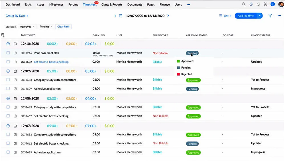 02 Zoho Projects Time Tracking