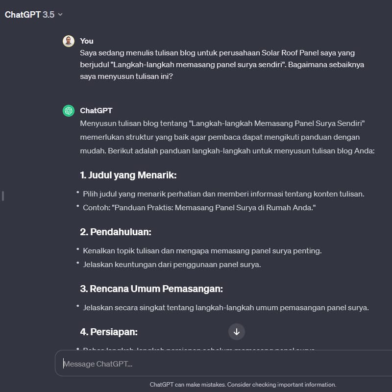 prompt chatgpt untuk struktur atau garis besar tulisan blog