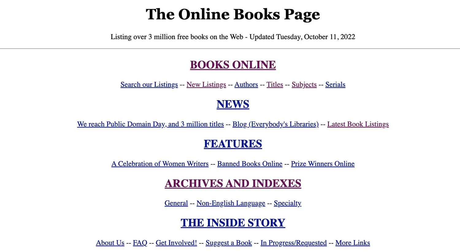 Gambar situs web The Online Books Page