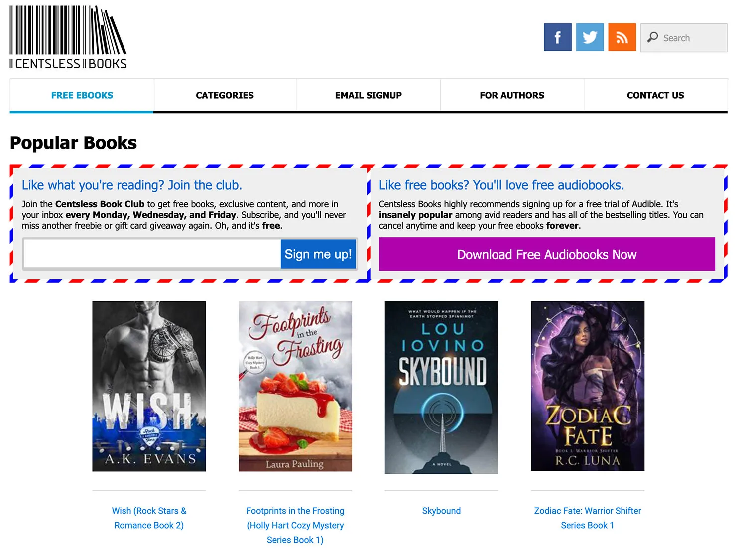 Gambar situs web Centsless Books