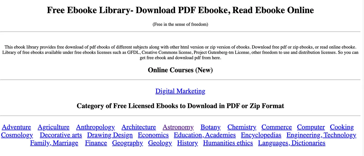 Gambar situs web Free Ebooke Library