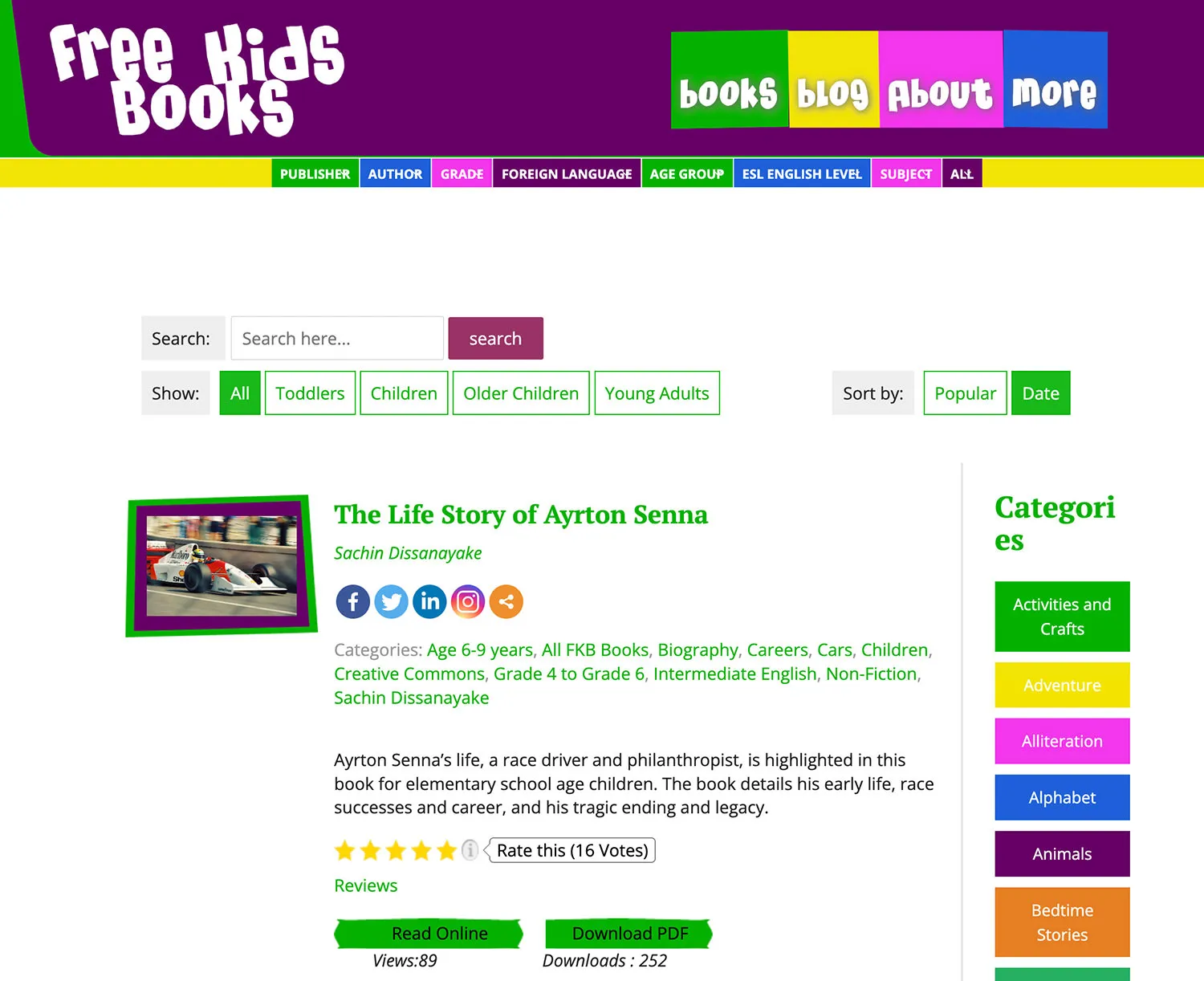 Gambar situs web Free Kids Books