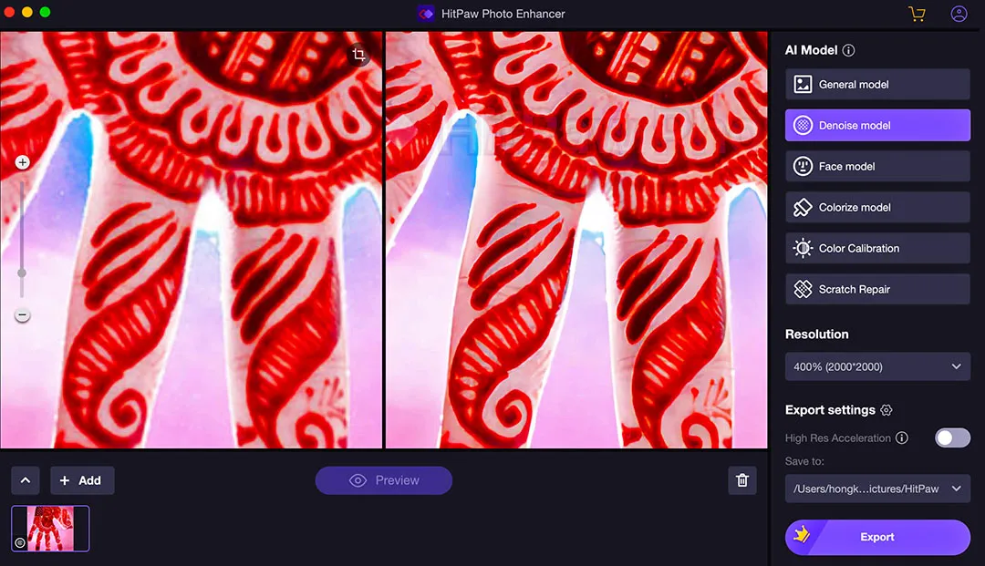 Perbandingan berdampingan antara gambar asli dan gambar yang disempurnakan dengan HitPaw Photo Enhancer
