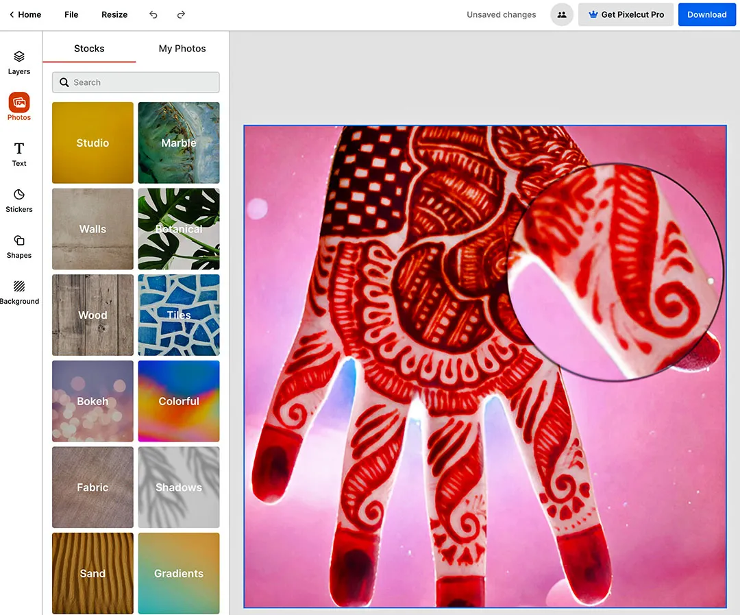 Editor gambar bawaan Pixelcut.ai