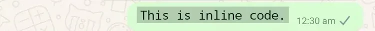 inline code text whatsapp formatting