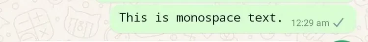 monospace text whatsapp formatting