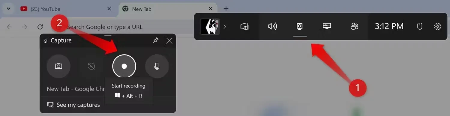 Merekam layar dengan Game Bar di Windows.