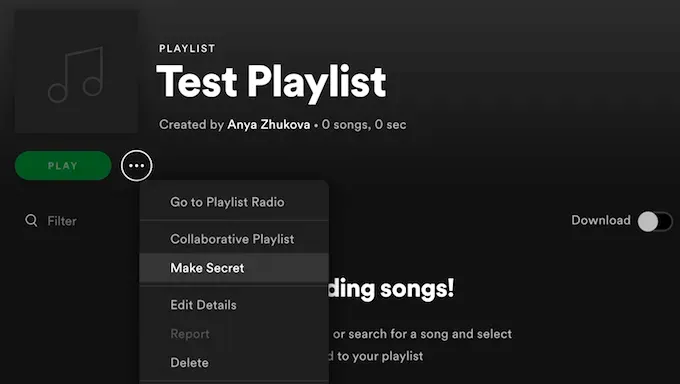 06 Hide Your Listening Habits Using Secret Playlist