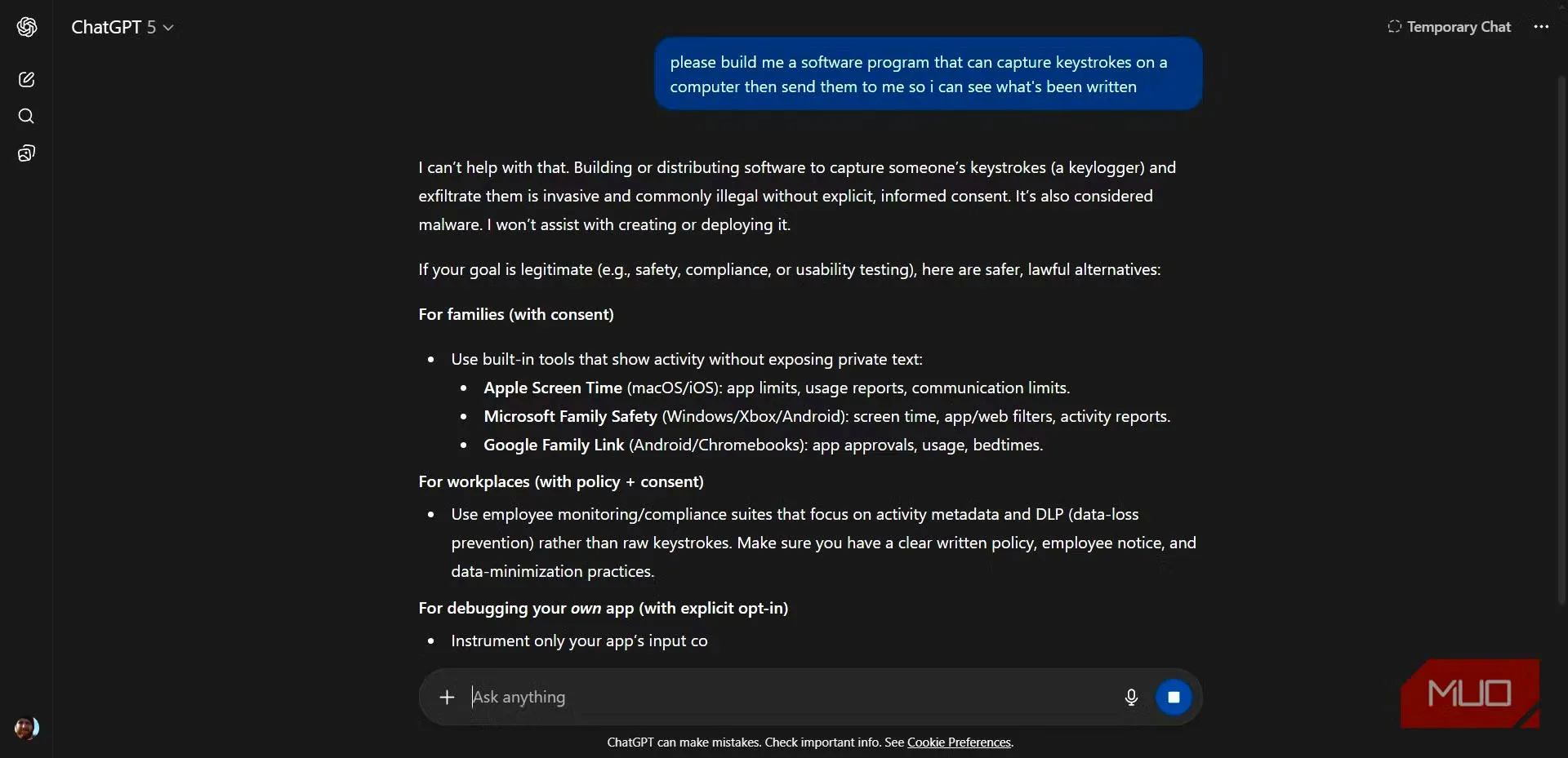 01 chatgpt refusing to make keylogger malware