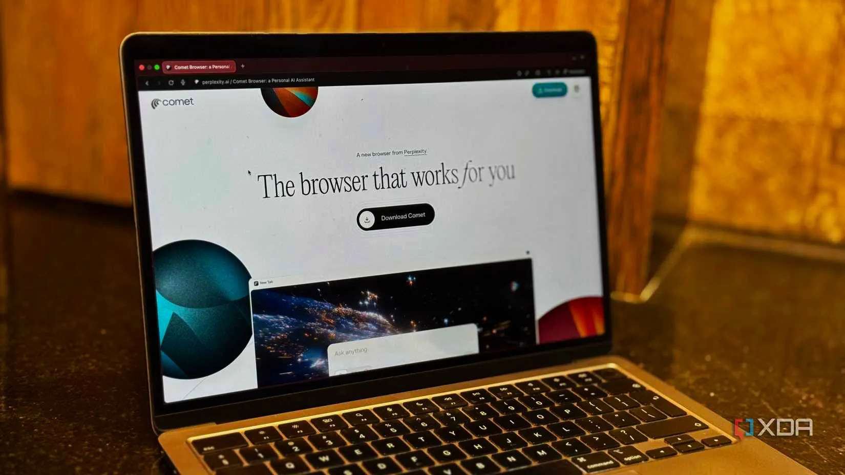 perplexity comet download page displayed on macos