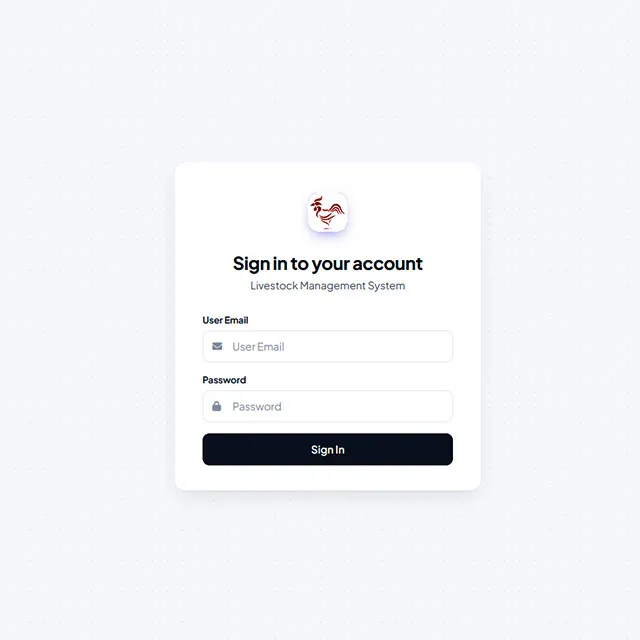 Ilustrasi Halaman Login Livestock Management System