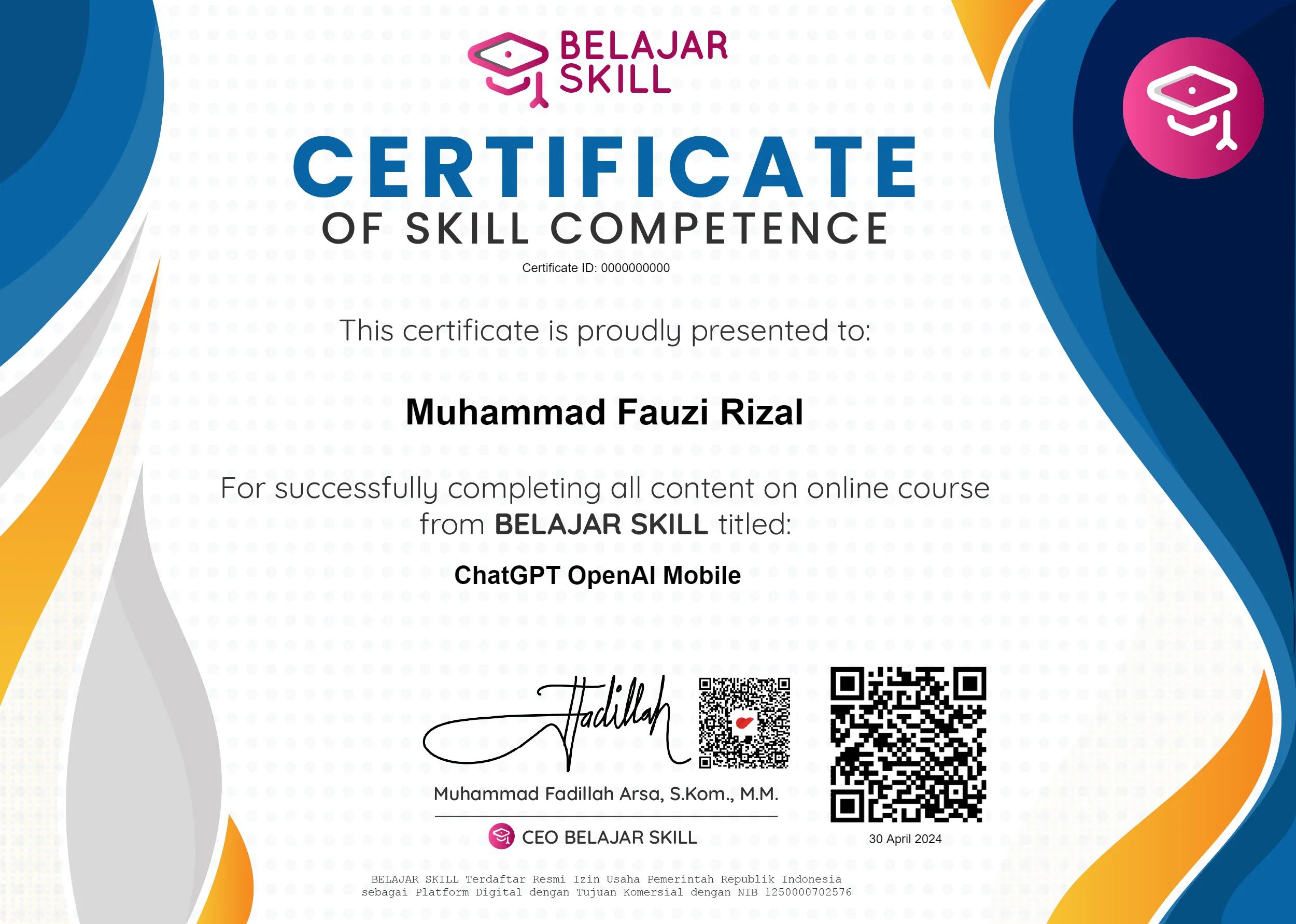 sertifikat skill akademi ChatGPT OpenAI Mobile