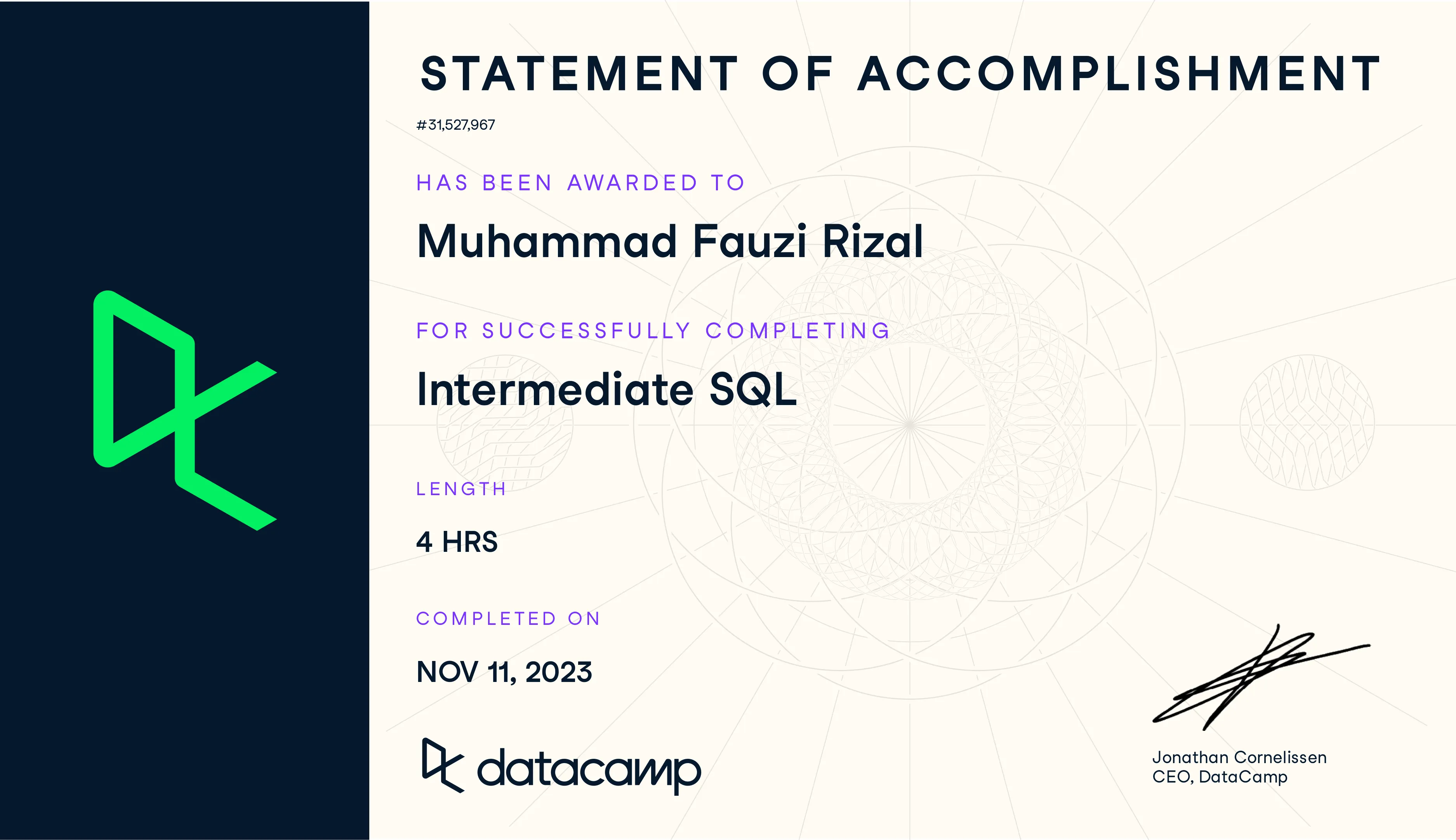 certificate Intermediate SQL