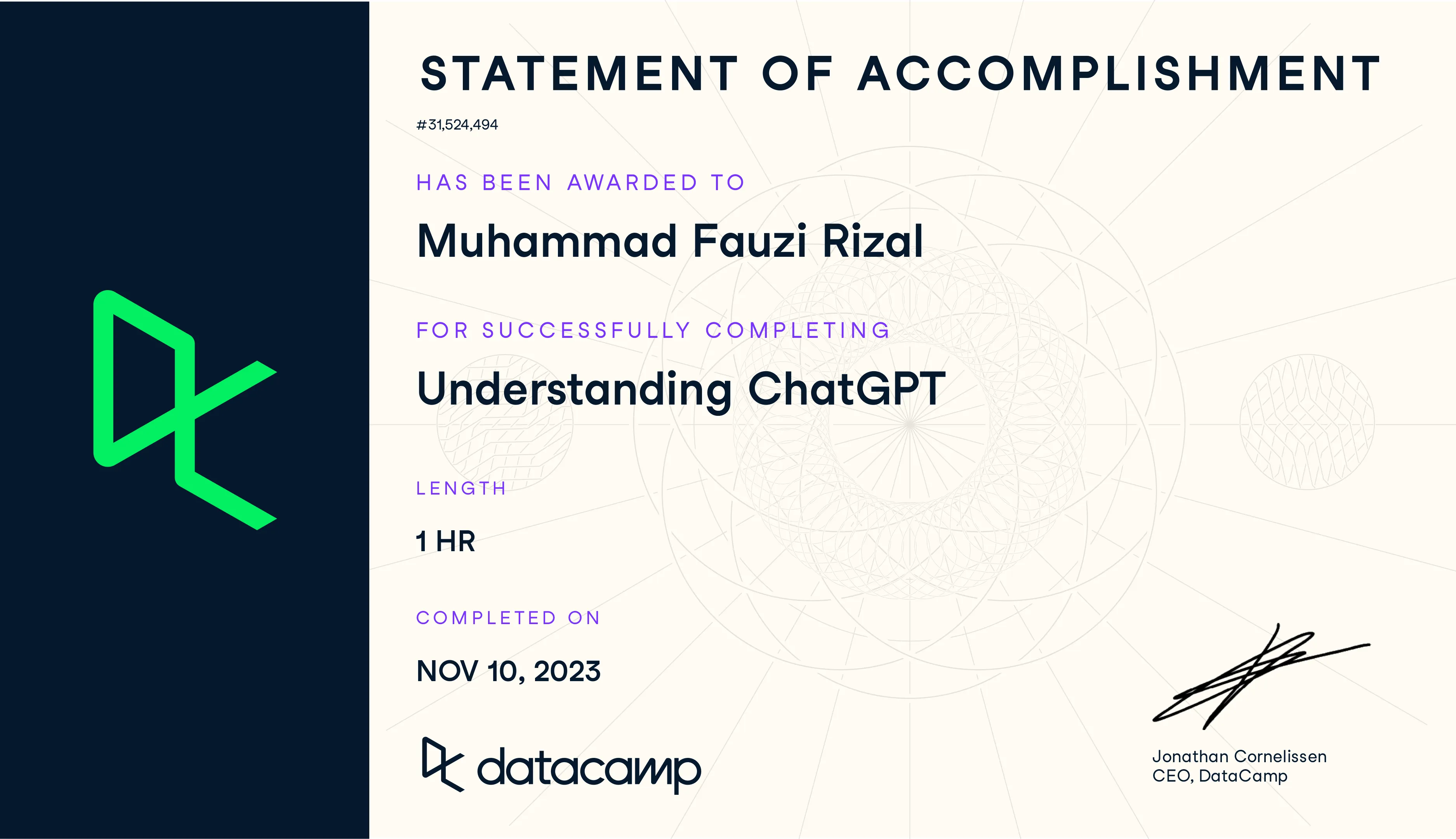 certificate Understanding ChatGPT
