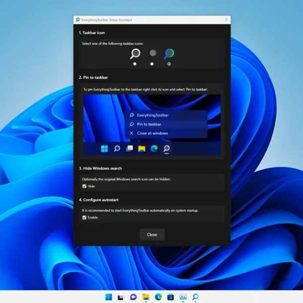 Ilustrasi EverythingToolbar Windows